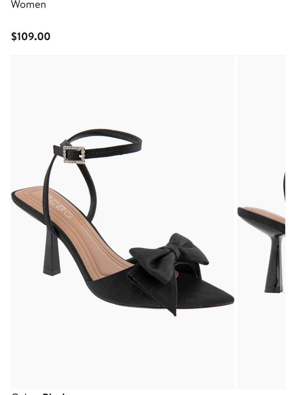 BCBGeneration Ilana Black Bow Ankle Strap Heels Size 7 NIB
